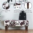 Pemberly Row Cow Print Bench with Nailheads in Brown and White Fabric