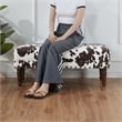 Pemberly Row Cow Print Bench with Nailheads in Brown and White Fabric