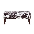 Pemberly Row Cow Print Bench with Nailheads in Brown and White Fabric