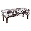 Pemberly Row Cow Print Bench with Nailheads in Brown and White Fabric