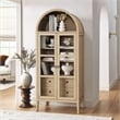 Pemberly Row Modern Arched Storage Display Cabinet in Light Oak