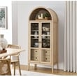 Pemberly Row Modern Arched Storage Display Cabinet in Light Oak