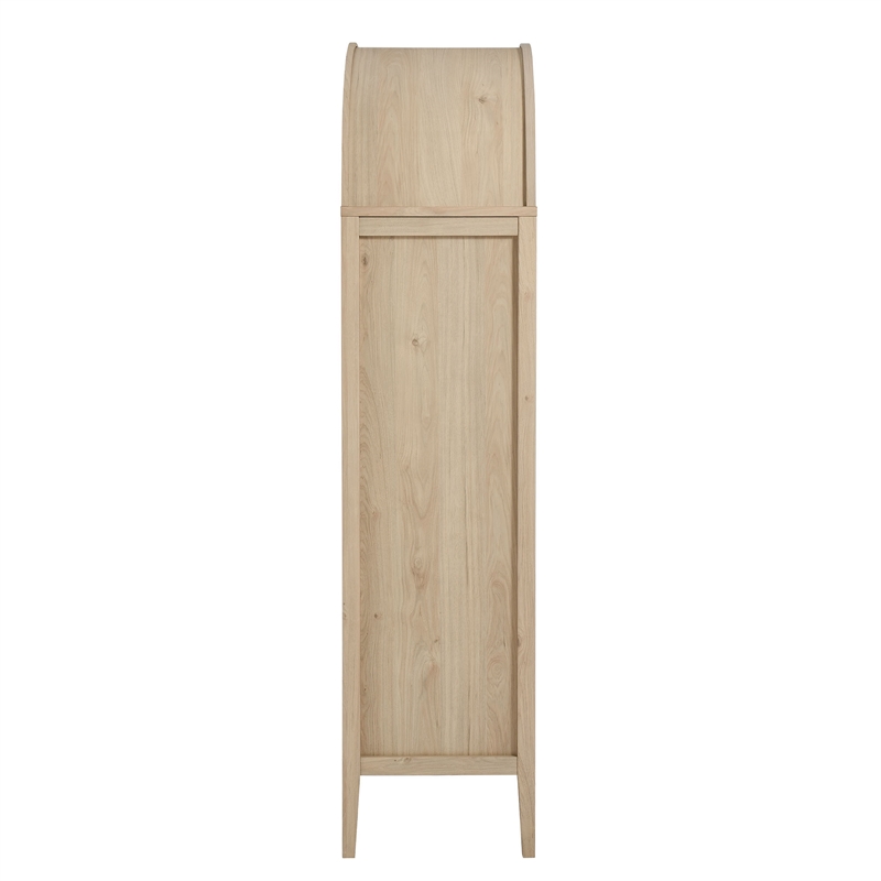 Pemberly Row Modern Arched Storage Display Cabinet in Light Oak