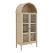 Pemberly Row Modern Arched Storage Display Cabinet in Light Oak