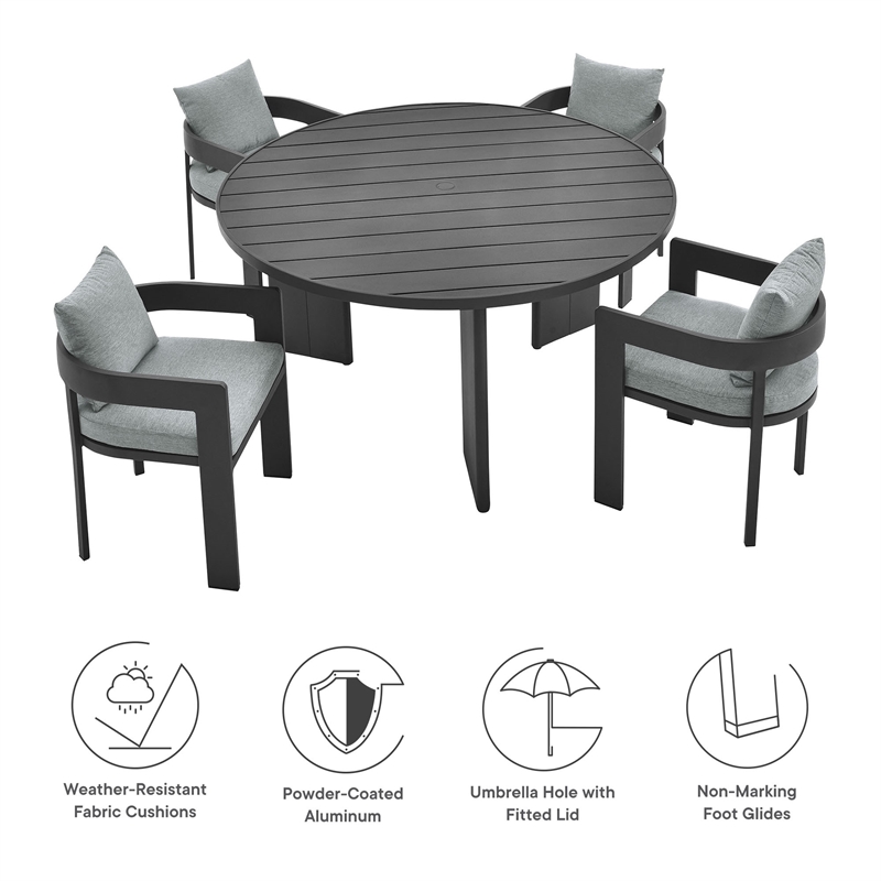 Pemberly Row Modern / Contemporary Dining Set in Gray Finish