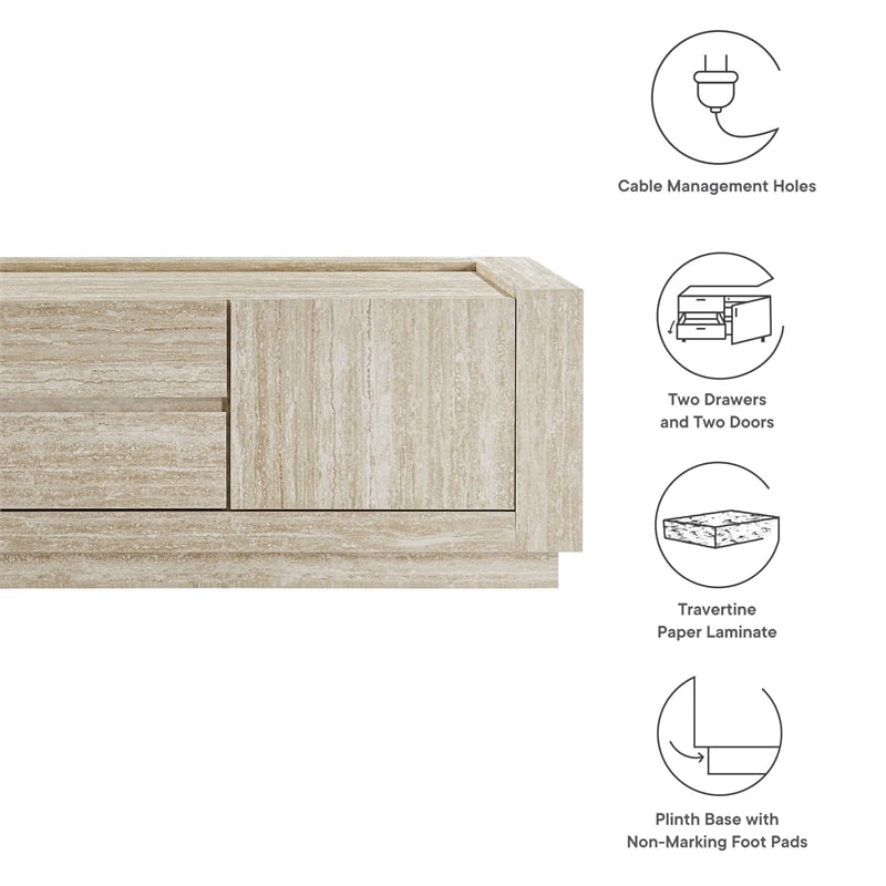 Pemberly Row Modern / Contemporary Wood TV Stand in Travertine