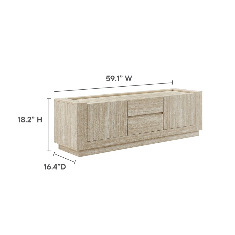 Pemberly Row Modern / Contemporary Wood TV Stand in Travertine