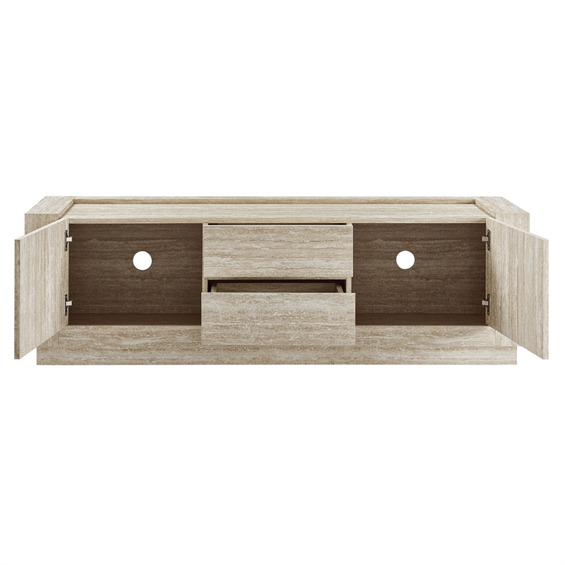 Pemberly Row Modern / Contemporary Wood TV Stand in Travertine