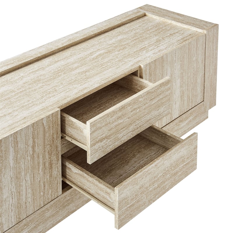 Pemberly Row Modern / Contemporary Wood TV Stand in Travertine