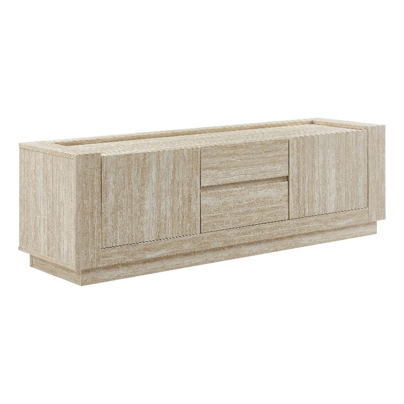Pemberly Row Modern / Contemporary Wood TV Stand in Travertine