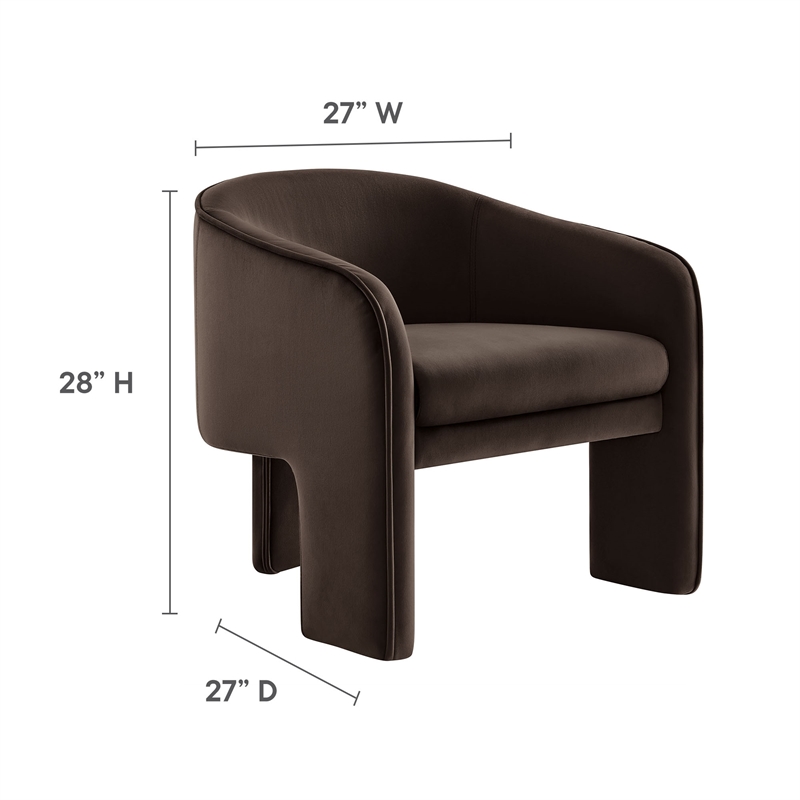 Pemberly Row Contemporary Accent Armchair in Chocolate Brown