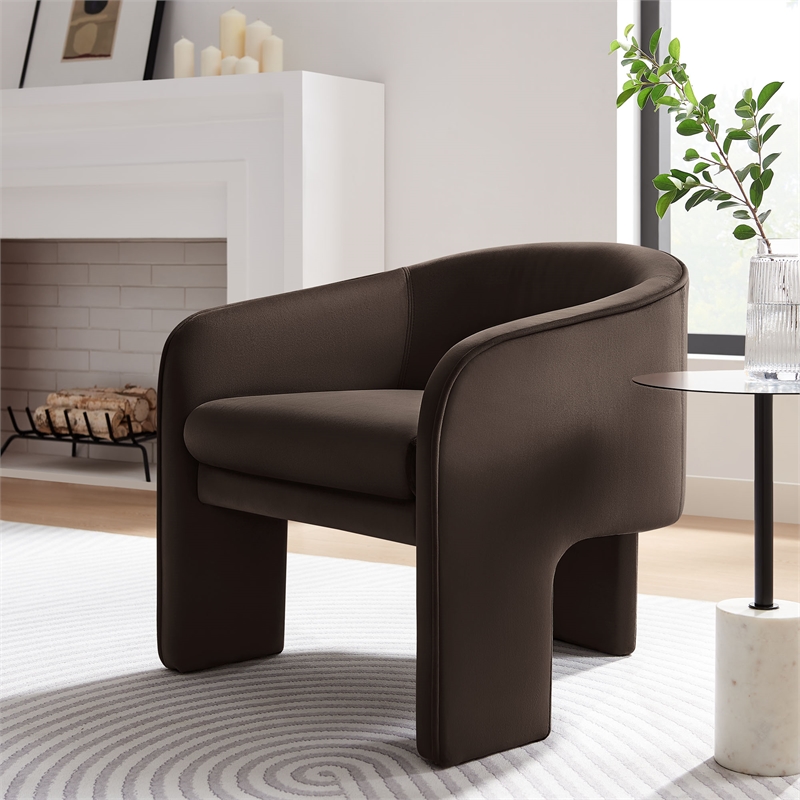 Pemberly Row Contemporary Accent Armchair in Chocolate Brown