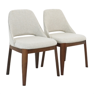 Pemberly Row Linen Fabric Dining Room & Kitchen Chair - Cream (Pair)