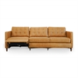 Pemberly Row Mid-Century Genuine Leather Left-Facing Power Inclining Sofa in Tan