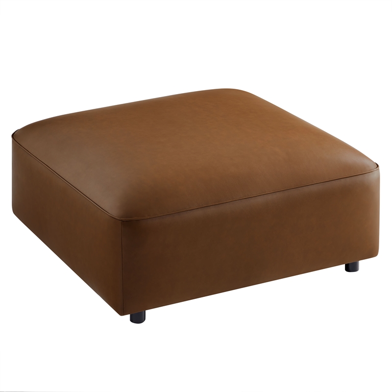 Pemberly Row Modern Vegan Leather Upholstered Ottoman in Coffee