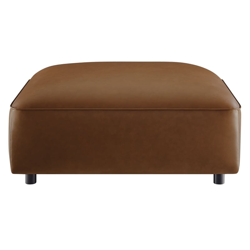 Pemberly Row Modern Vegan Leather Upholstered Ottoman in Coffee