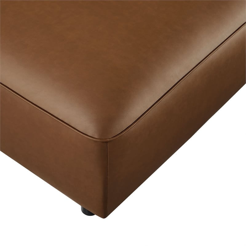 Pemberly Row Modern Vegan Leather Upholstered Ottoman in Coffee