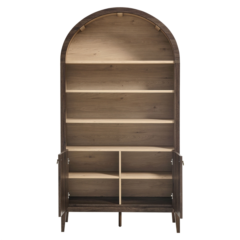 Pemberly Row Storage Display Cabinet Bookshelf in Dark Walnut