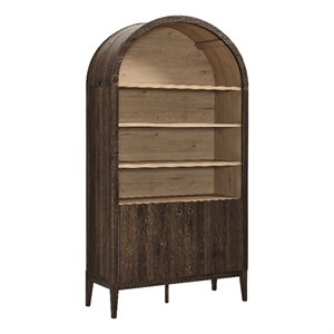Pemberly Row Storage Display Cabinet Bookshelf in Dark Walnut