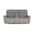 Pemberly Row Contemporary Fabric Power Console Loveseat in Gray