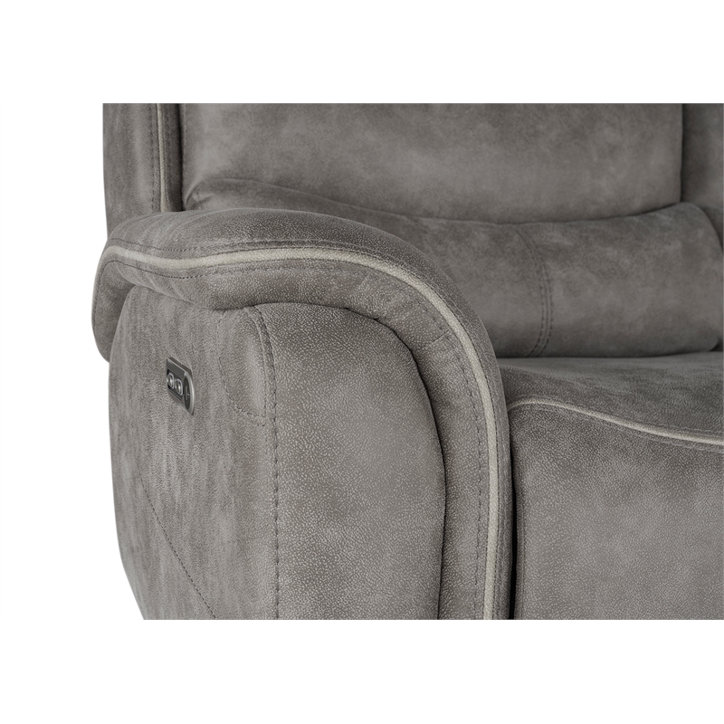Pemberly Row Contemporary Fabric Power Reclining Sofa in Gray