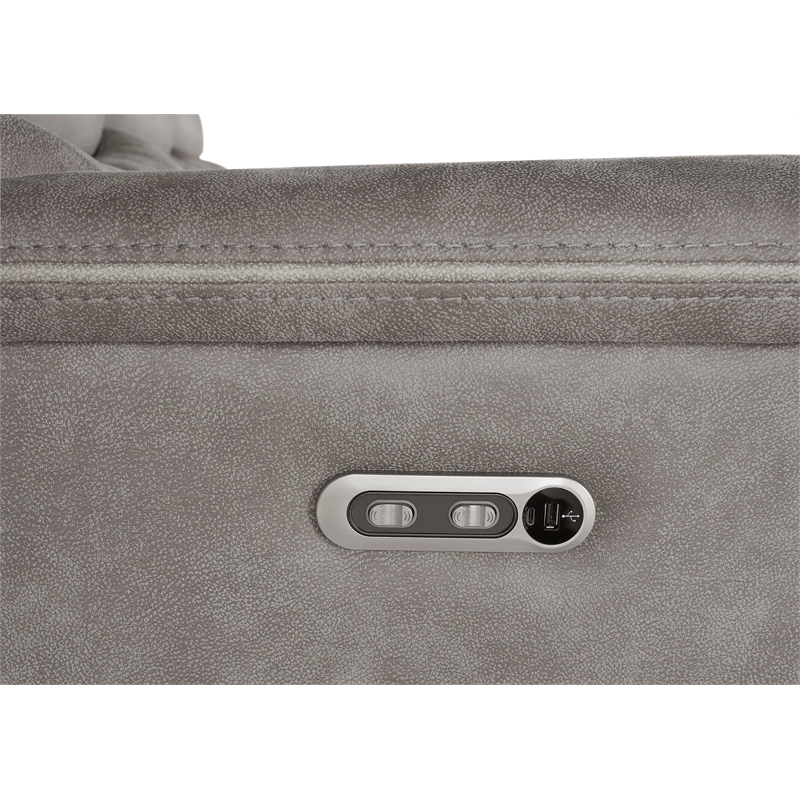 Pemberly Row Contemporary Fabric Power Reclining Sofa in Gray