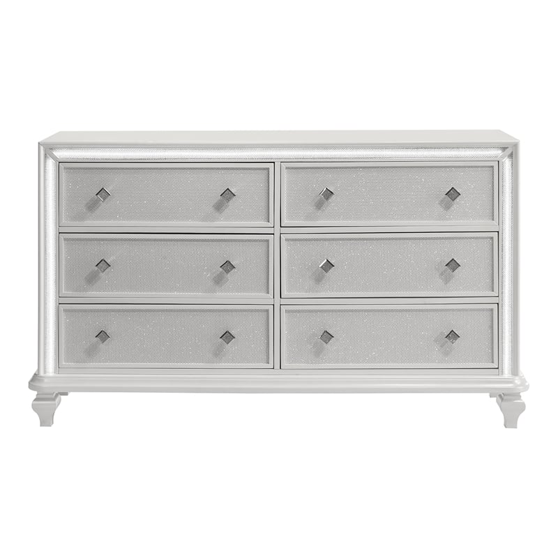 Pemberly Row Modern / Contemporary Wood 6-Drawer Dresser in White