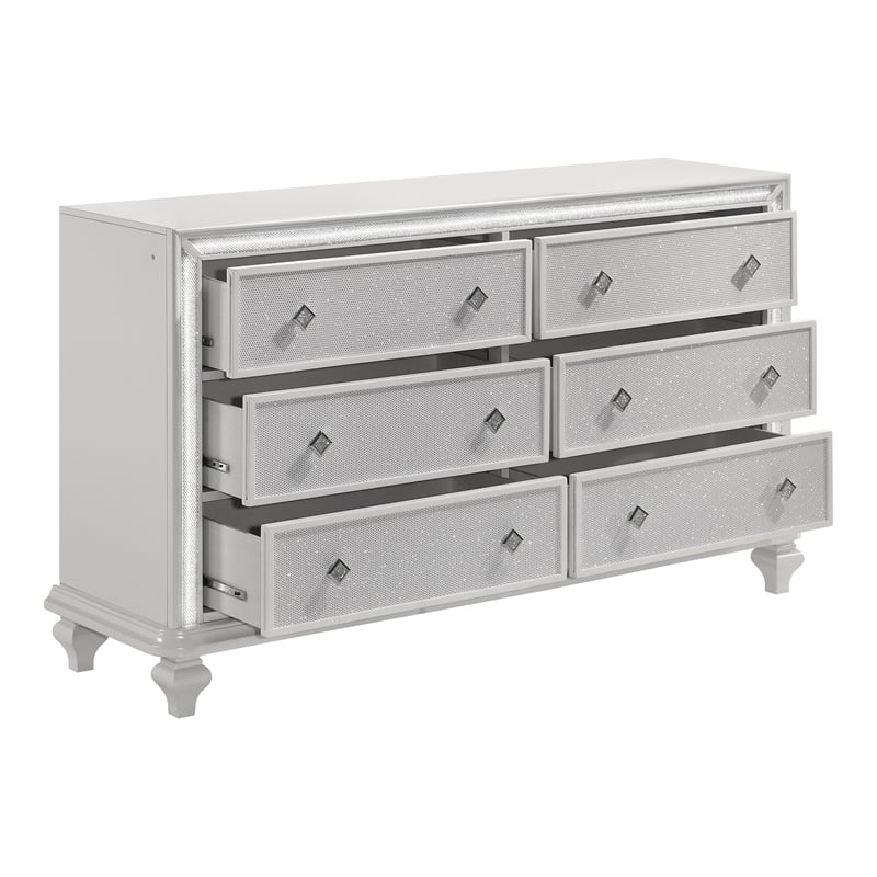 Pemberly Row Modern / Contemporary Wood 6-Drawer Dresser in White