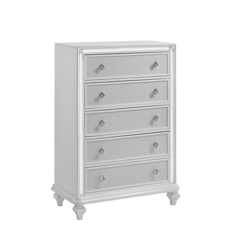 Pemberly Row Modern / Contemporary Wood 5-Drawer Chest in White