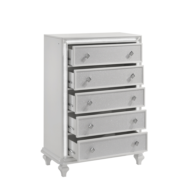 Pemberly Row Modern / Contemporary Wood 5-Drawer Chest in White