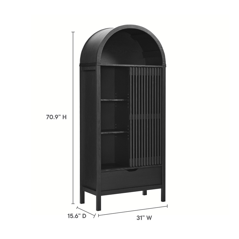 Pemberly Row Modern / Contemporary Storage Display Cabinet in Black