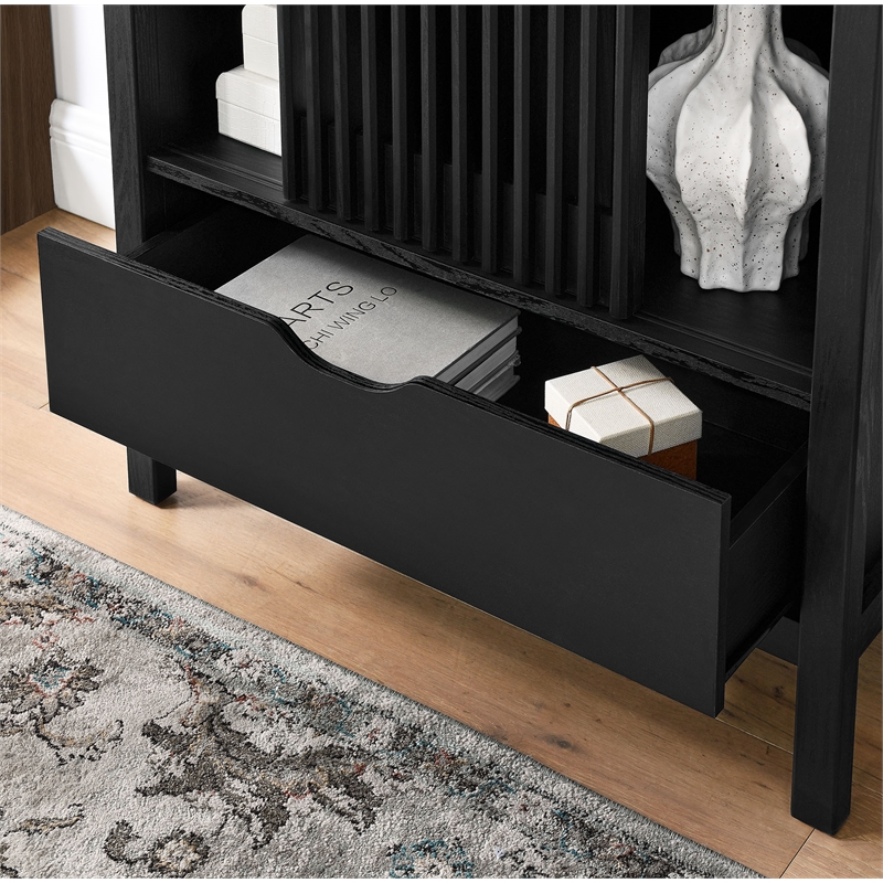 Pemberly Row Modern / Contemporary Storage Display Cabinet in Black