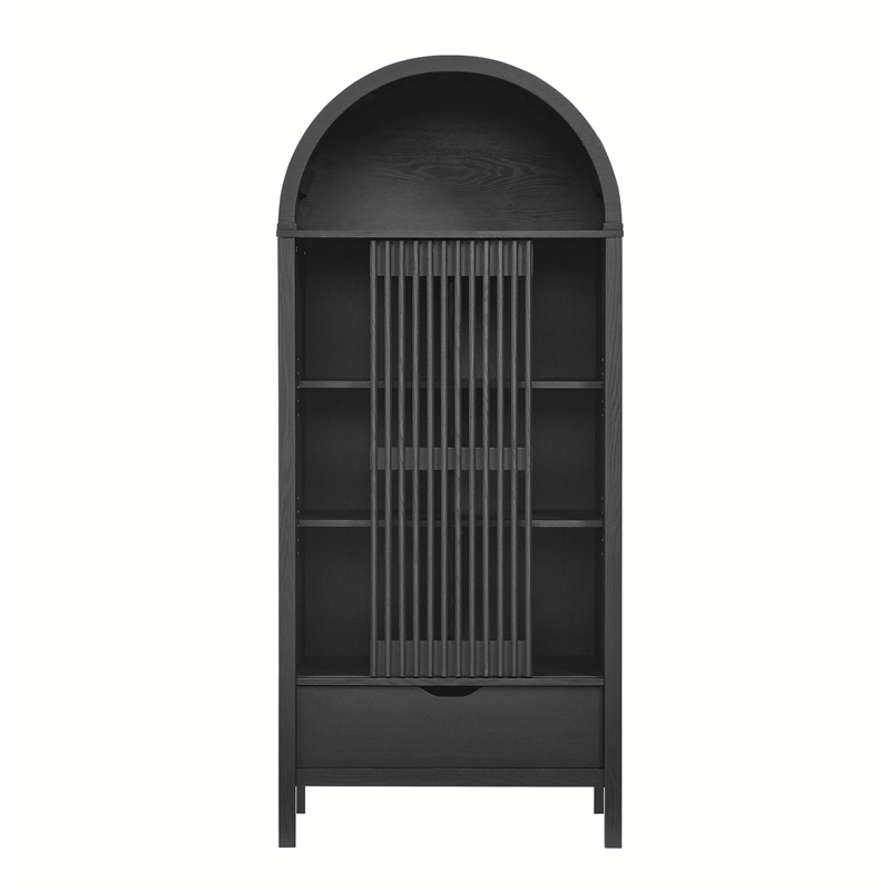 Pemberly Row Modern / Contemporary Storage Display Cabinet in Black