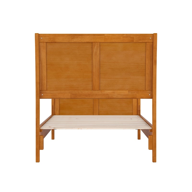Pemberly Row Valencia Twin XL Low Wood Platform Bed  in Light Toffee