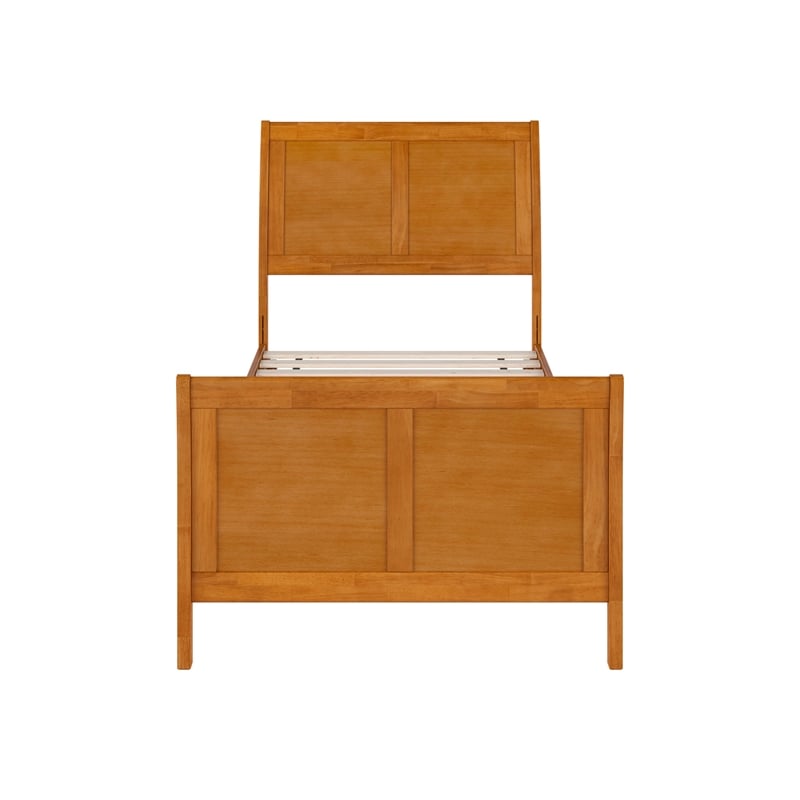 Pemberly Row Valencia Twin XL Low Wood Platform Bed  in Light Toffee