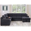 Pemberly Row Chenille Sofa Pullout Sofabed 7 Seater Sectional Couch-Dark Gray