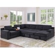 Pemberly Row Chenille Sofa Pullout Sofabed 7 Seater Sectional Couch-Dark Gray