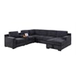 Pemberly Row Chenille Sofa Pullout Sofabed 7 Seater Sectional Couch-Dark Gray