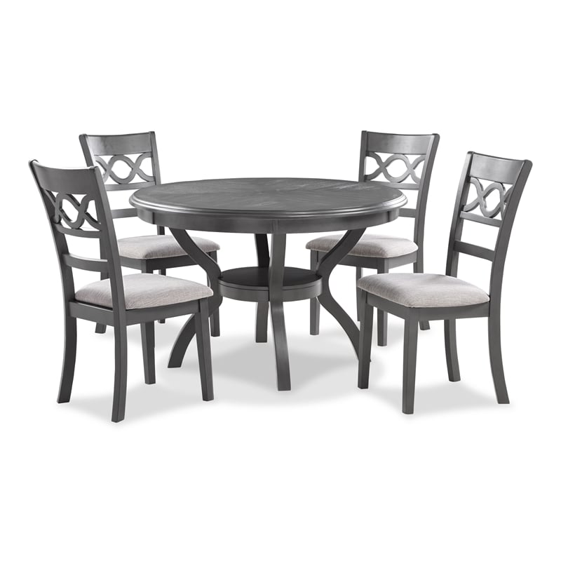 Pemberly Row 5-Piece Wood Dining Set with Table and Chair in Gray