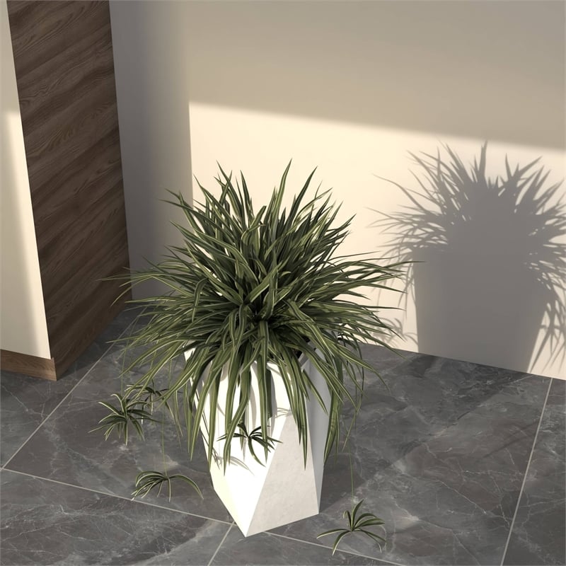 Pemberly Row Tapered Square Planter in Fiberstone and MgO Clay White 24
