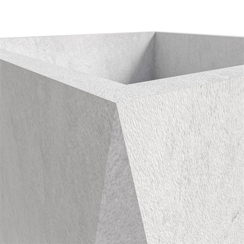 Pemberly Row Tapered Square Planter in Fiberstone and MgO Clay White 24