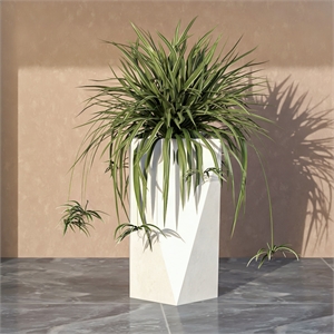 Pemberly Row Tapered Square Planter in Fiberstone and MgO Clay White 24&quot H