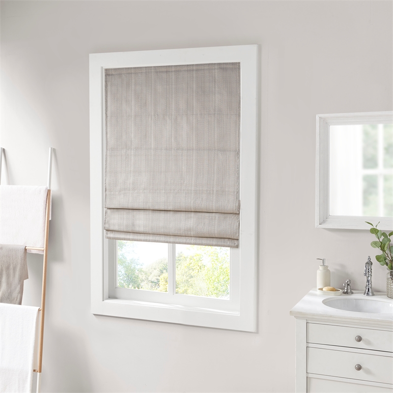 Pemberly Row Basketweave Room Darkening Cordless Roman Shade in Taupe