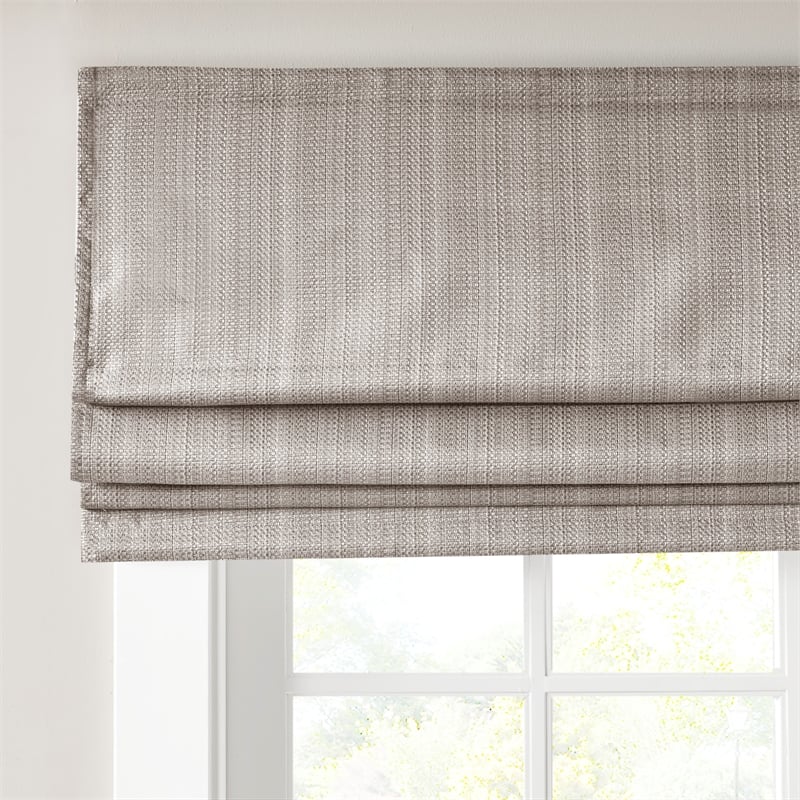 Pemberly Row Basketweave Room Darkening Cordless Roman Shade in Taupe