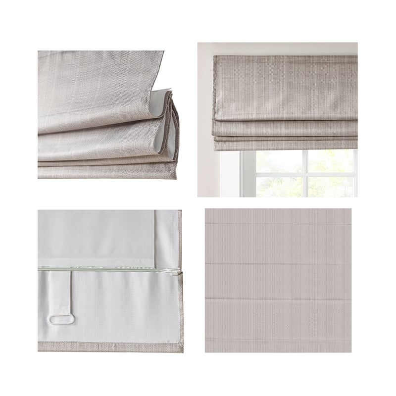 Pemberly Row Basketweave Room Darkening Cordless Roman Shade in Taupe