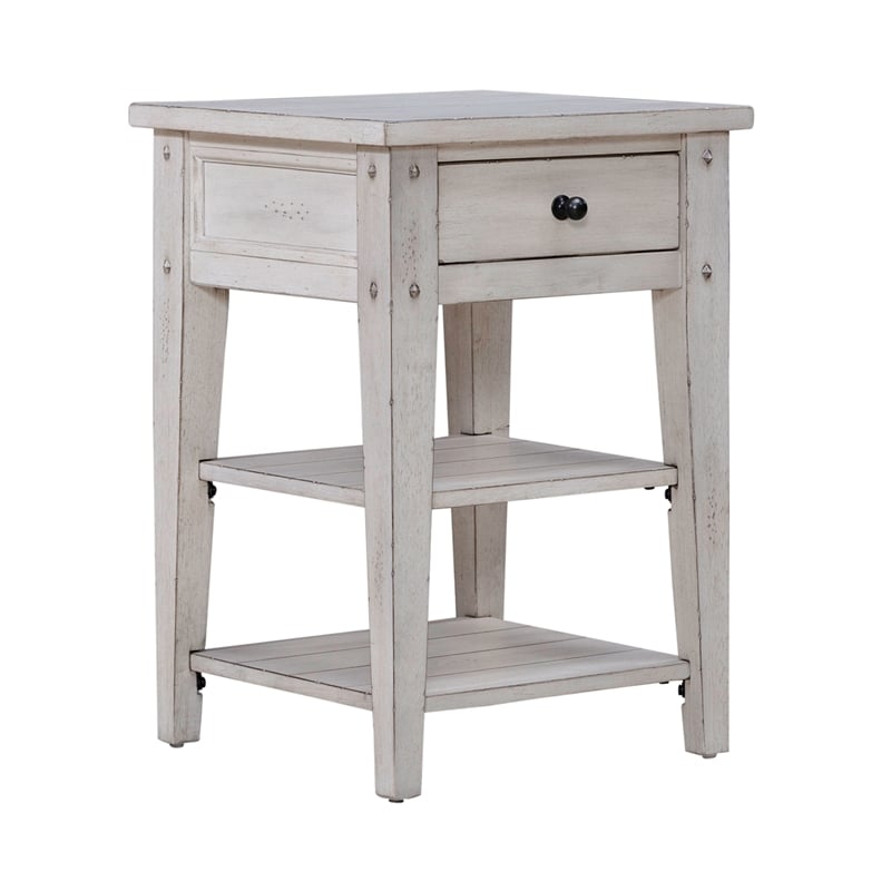Pemberly Row Modern / Contemporary Chair Side Table Weathered White