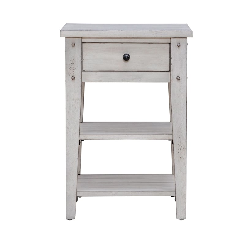 Pemberly Row Modern / Contemporary Chair Side Table Weathered White