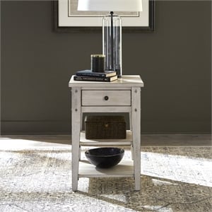 Pemberly Row Modern / Contemporary Chair Side Table Weathered White