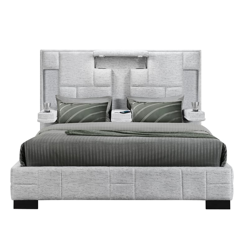 Pemberly Row Modern / Contemporary Gray Bryson Fabric King Bed