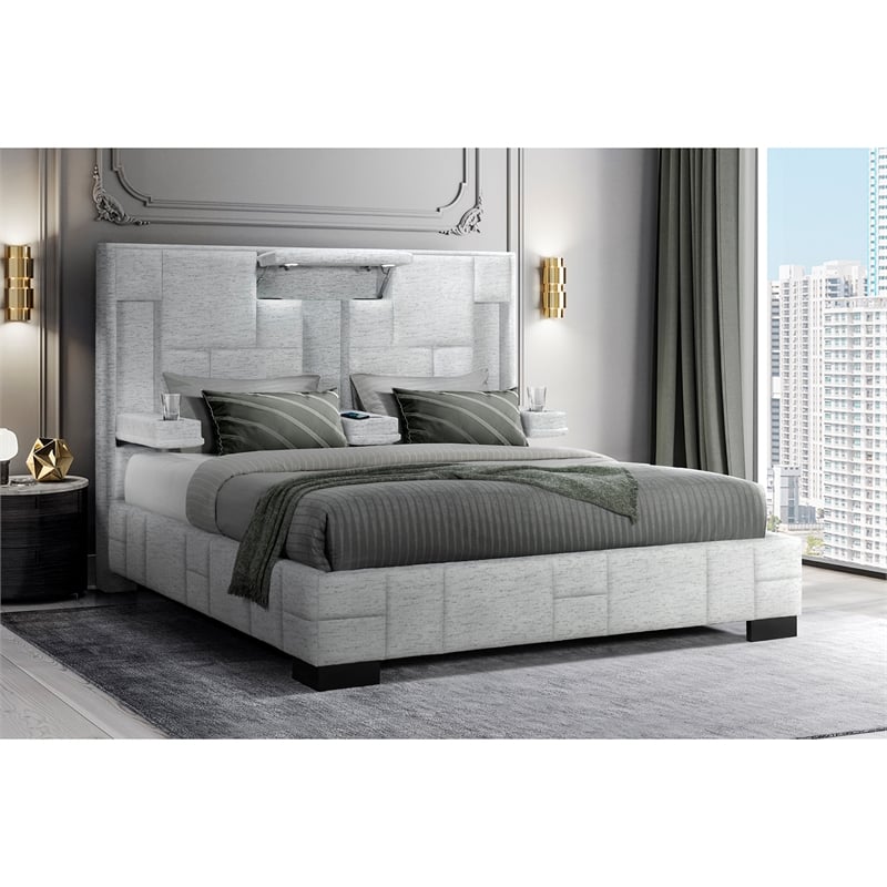 Pemberly Row Modern / Contemporary Gray Bryson Fabric King Bed